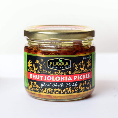 FLAVAA™ Ghost Pepper/Bhut Jolokia Chilli Pickle in Mustard Oil 250g Glass Jar - Flavaa India