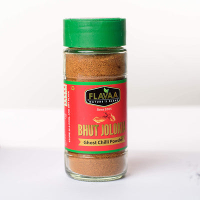 FLAVAA™ Ghost Pepper/Bhut Jolokia Chilli Powder 50g Glass Jar - Flavaa India